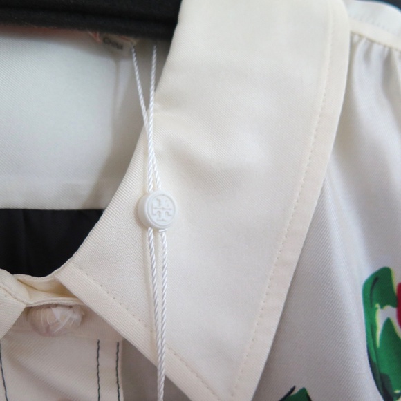 Tory Burch Wide Collar Tunic Blouse - Ivory/ Tea Rose - $498 - Picture 13 of 16